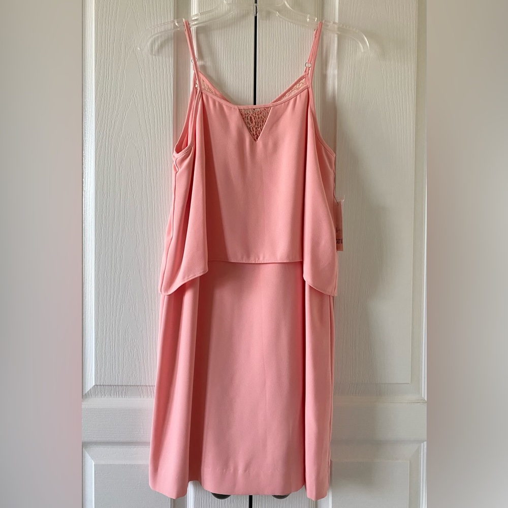 Bar III sleeveless Overlay Dress - Coral